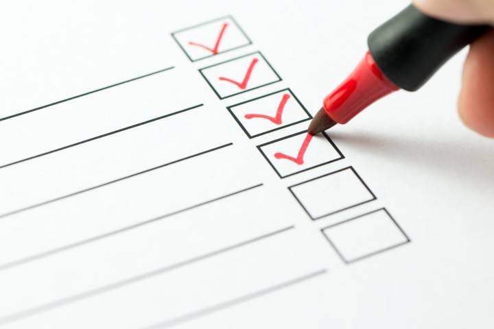 red marker marking checklist list