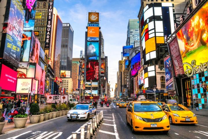 new york street with cars and people