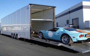 car shipping in a trailer