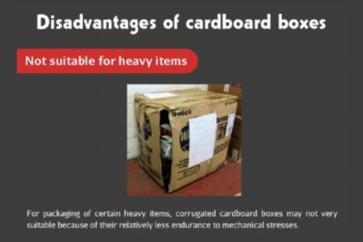 Cardboard boxes not suitable for heavy items