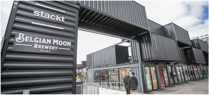 brewery with shipping container facade