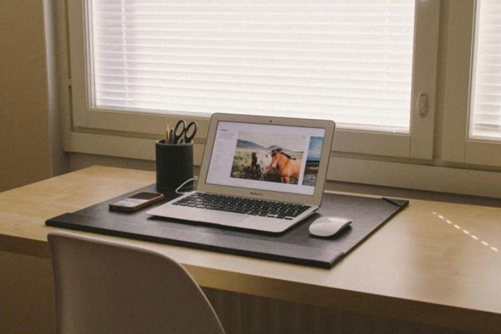 desk with computer