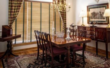 elegant dining room with rug