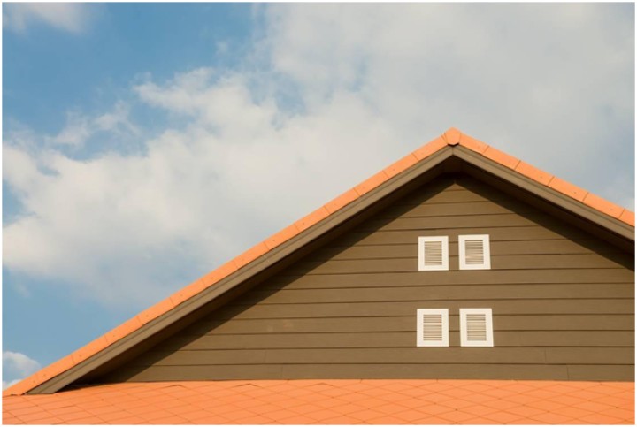 slanted roof of a house