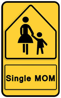 single mom traffic sign