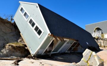 Overturned house after Hurricane