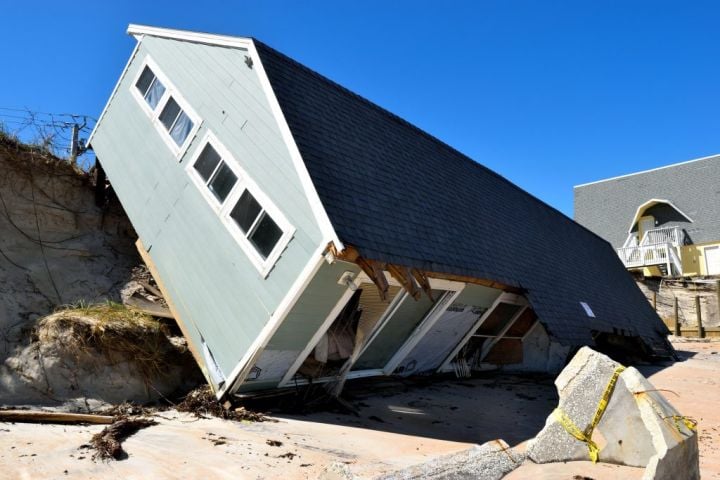 Overturned house after Hurricane Irma