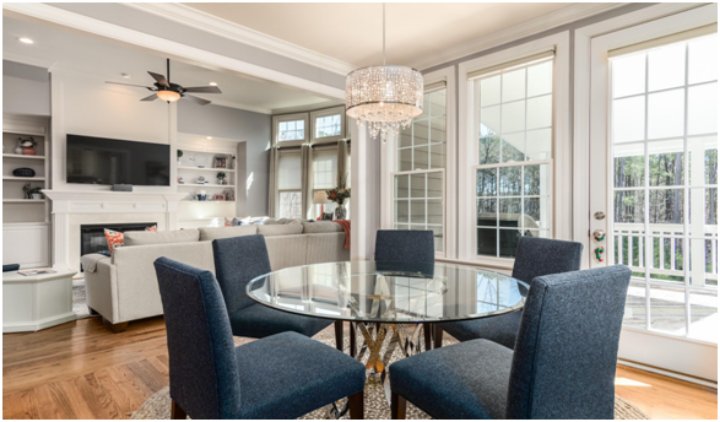 living room and breakfast room of a house