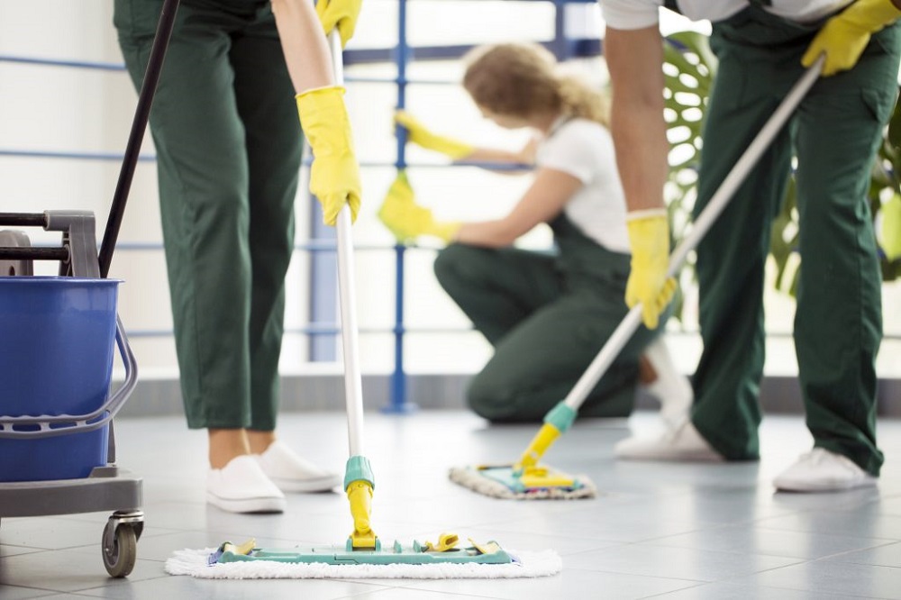 cleaning crew at work