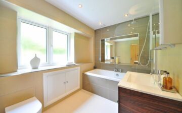 renovated bathroom and glass partition