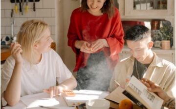 young people studying at a table