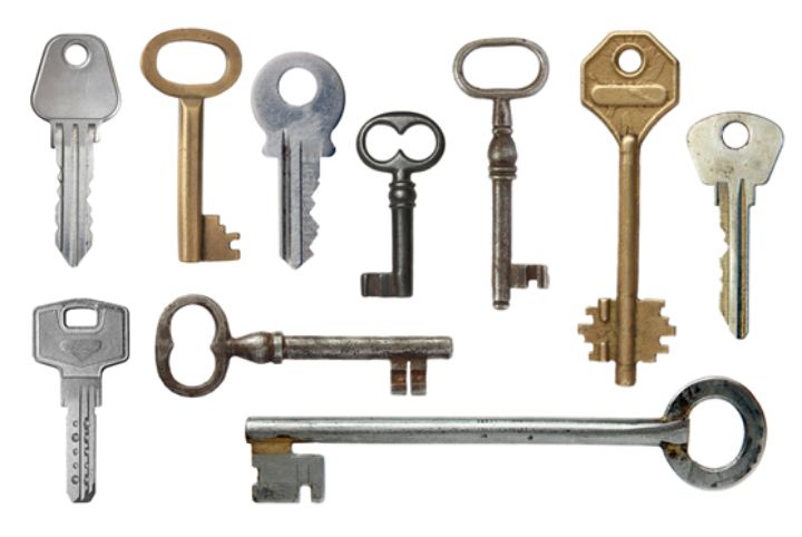 different types of keys on display