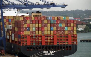 freight ship loaded with cargo containers