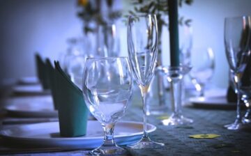 table setting with wine glasses