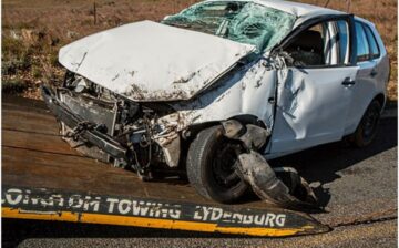 crashed car on the road