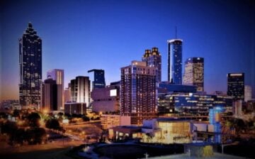 Atlanta city skyline at night