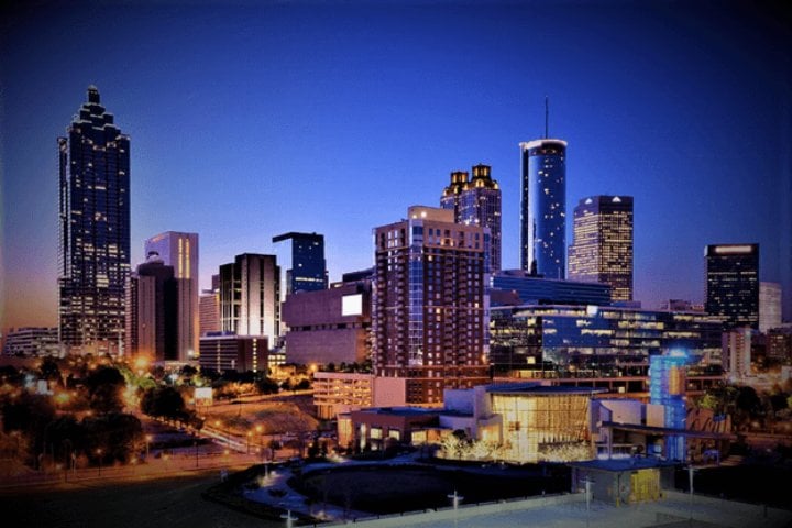 Atlanta city skyline at night