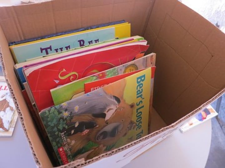 box packed with children's books