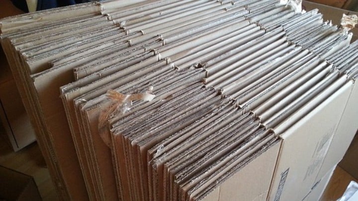 stack of folded moving boxes