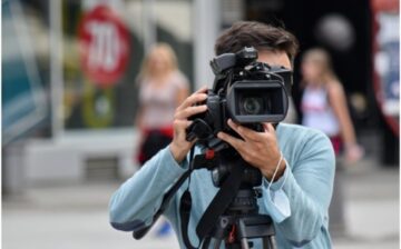photographer on city street