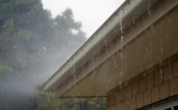 roof gutter during a rainstorm