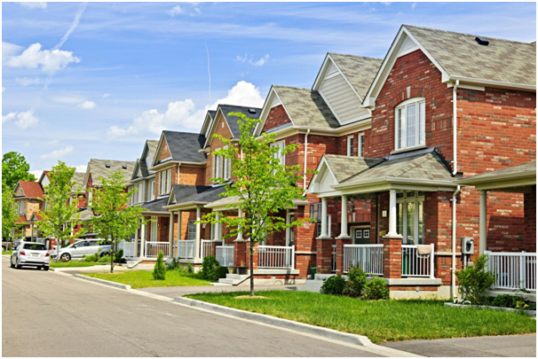 row of suburban houses