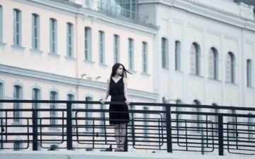 woman on a bridge