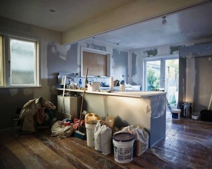 kitchen renovation in progress