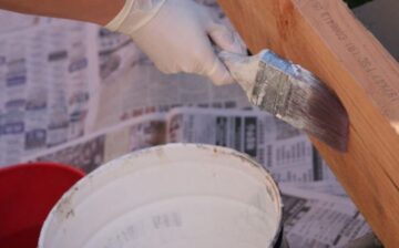 painting a wooden beam