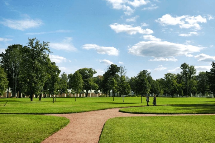 green space with walking paths