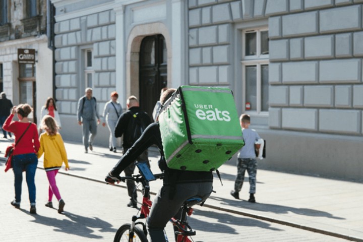 Uber Eats delivery rider on the street