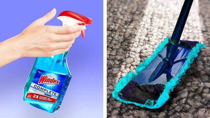 photos of Windex and a mop