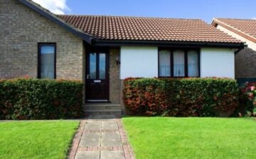 home with manicured lawn