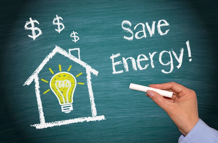 save energy written on a chalkboard