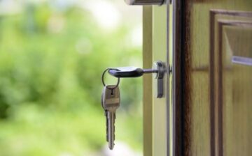 key in front door lock