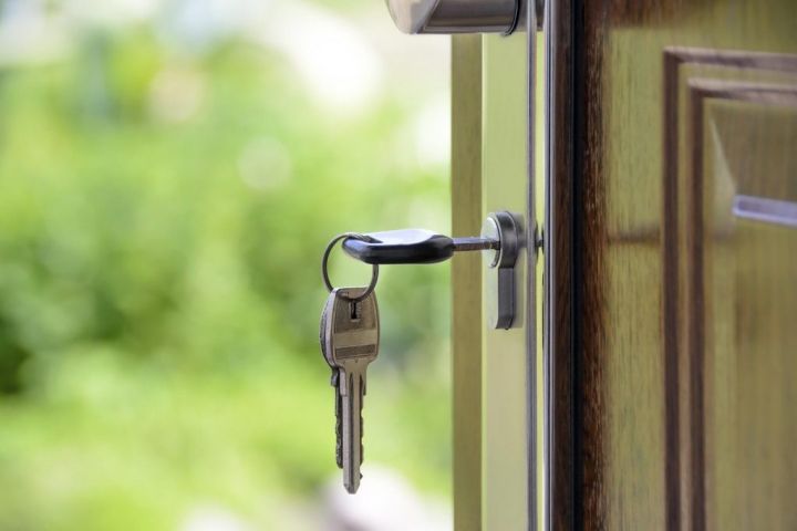 key in front door lock