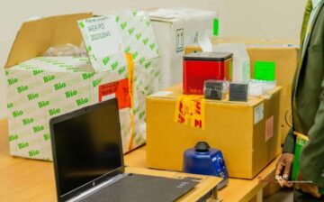 packing office equipment in boxes