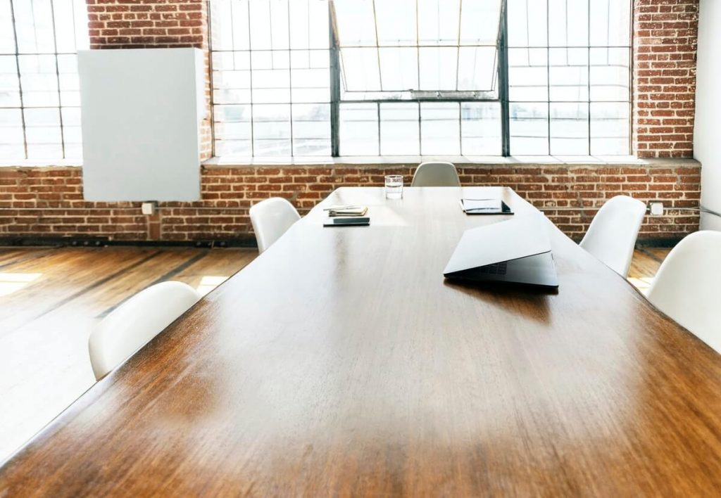 office conference area with large window