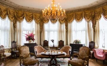 living room with antique furniture