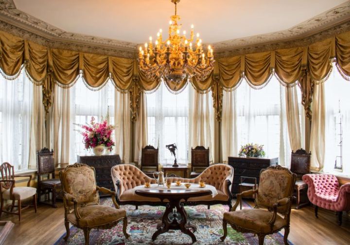 living room with antique furniture