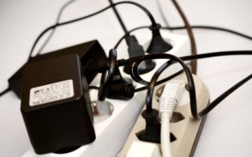 power strips with many things plugged in