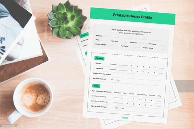 printable house profile with coffee cup