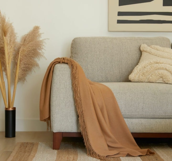 decor items next to a sofa