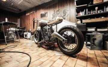 garage with motorbike