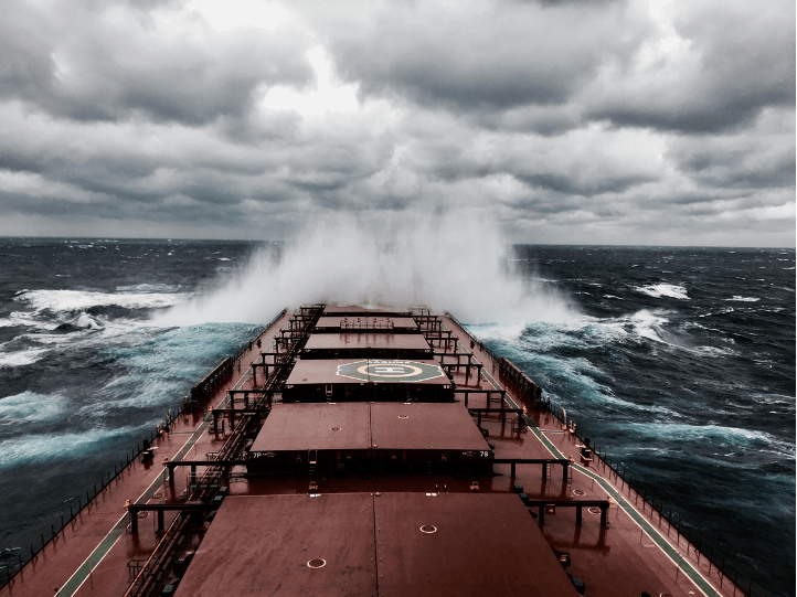 cargo ship on the high seas