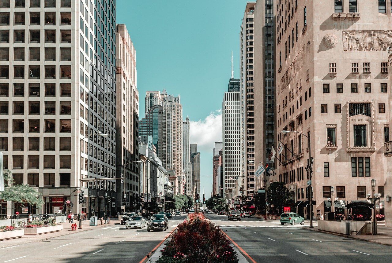 street view of downtown Chicago