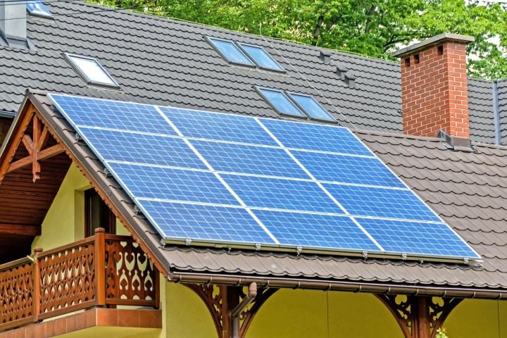 house with solar panel roof