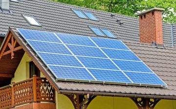 Solar panels on the home of a family living sustainably
