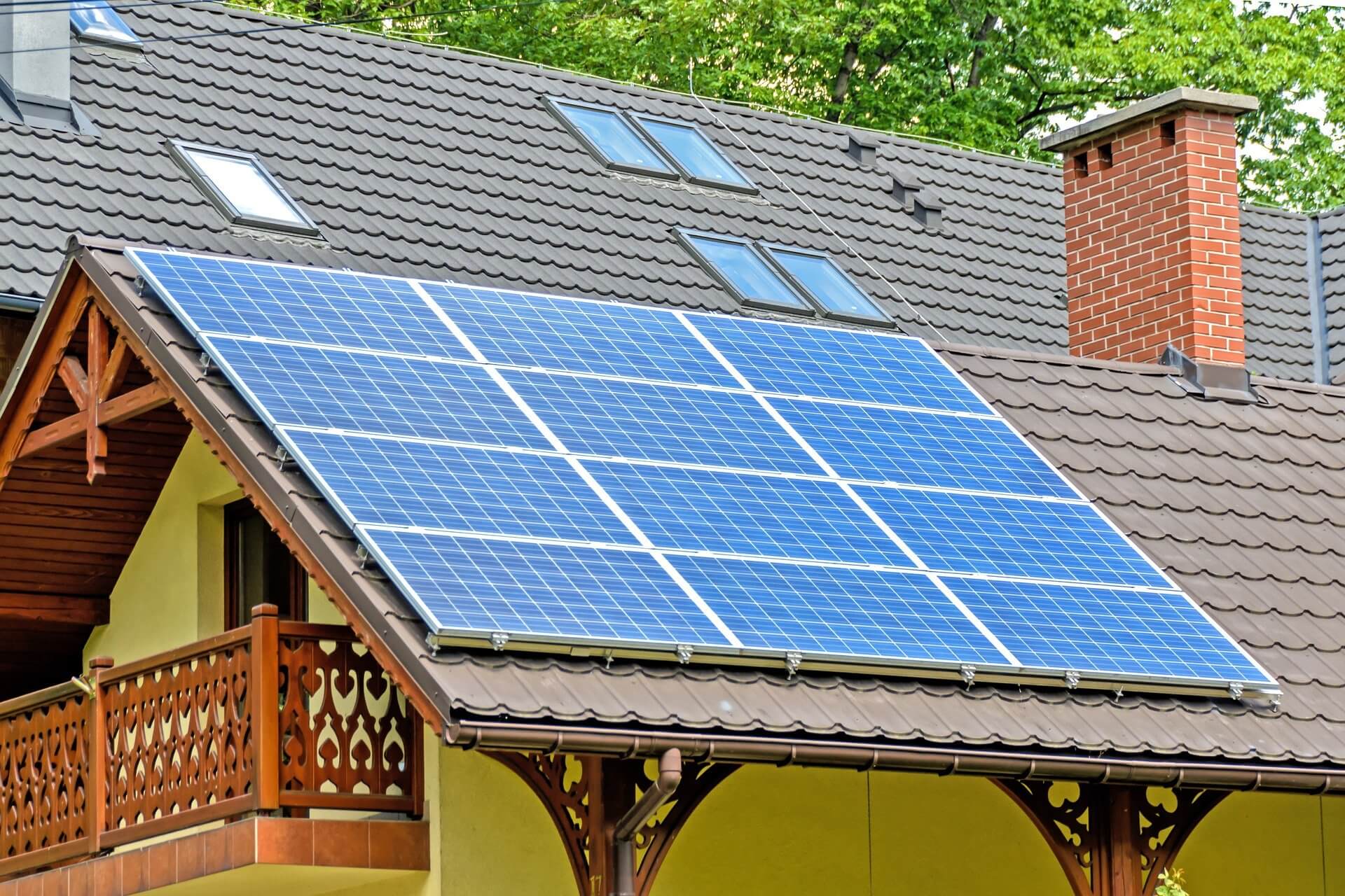 solar panels on a house's roof