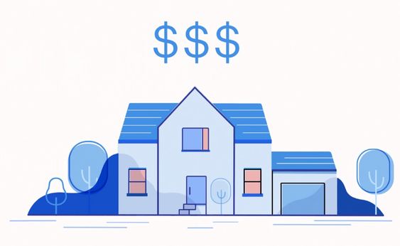 cartoon of a home with dollar signs above it